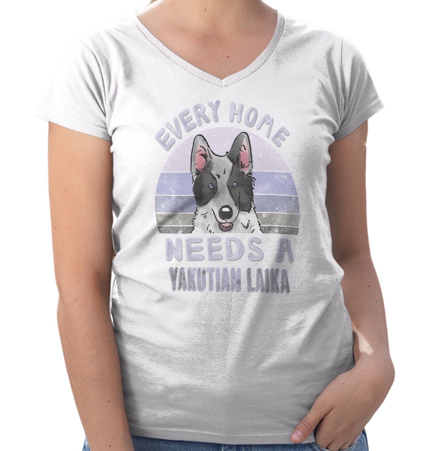 Every Home Needs a Yakutian Laika - Women's V-Neck T-Shirt