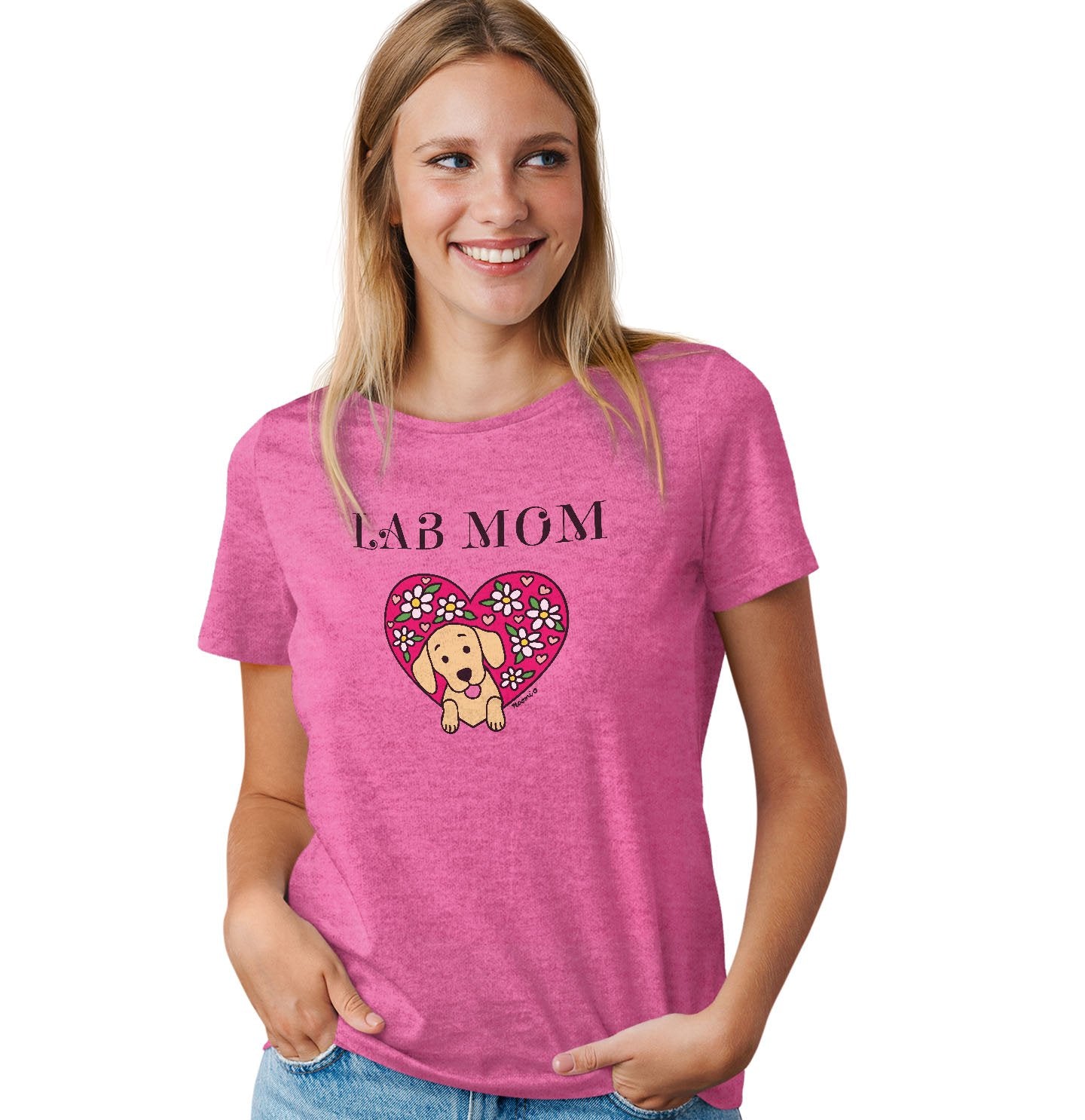 Flower Heart Yellow Lab Mom - Women's Tri-Blend T-Shirt