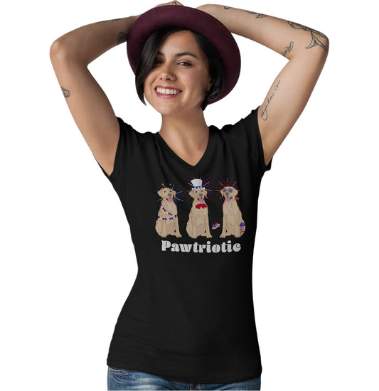 4th of July Patriotic Yellow Lab - Women's V-Neck T-Shirt