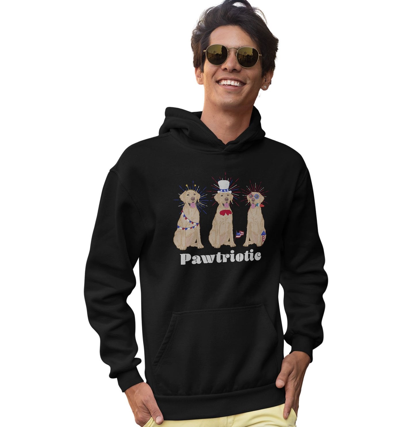 4th of July Patriotic Yellow Lab - Adult Unisex Hoodie Sweatshirt