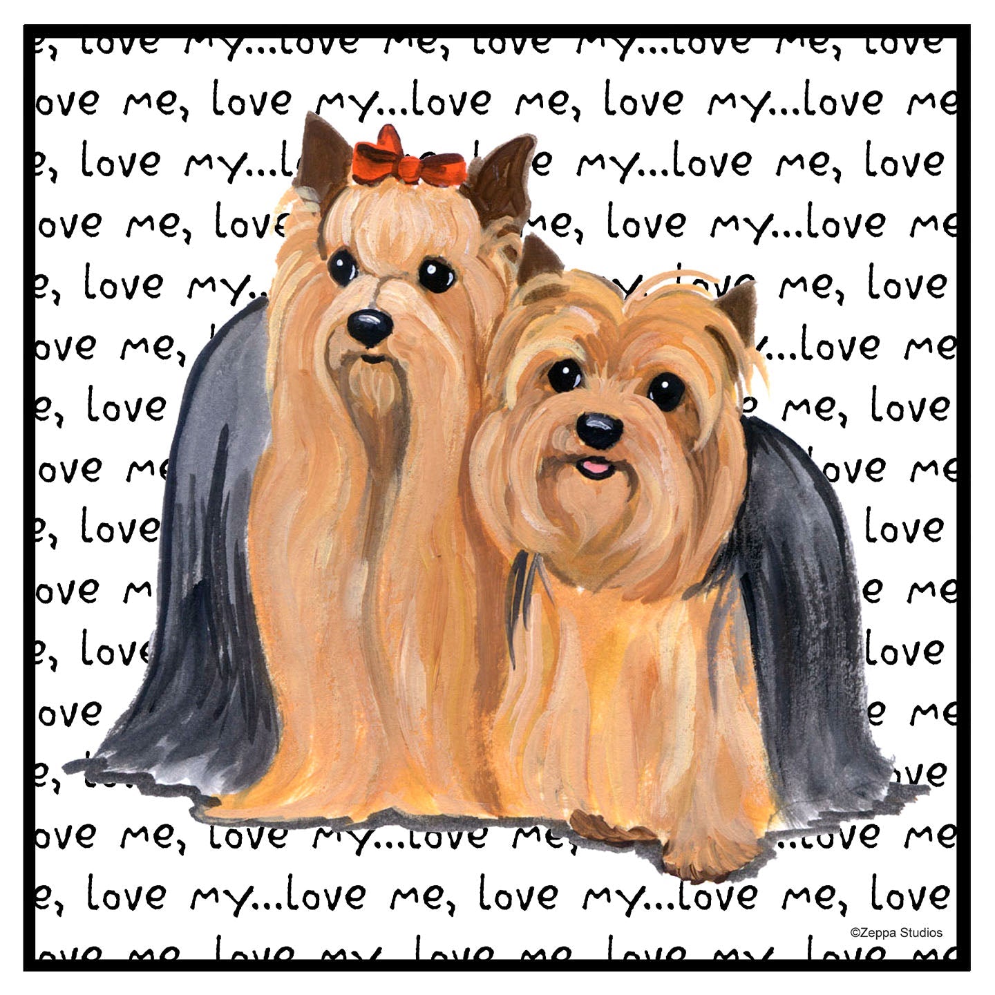 Yorkie Love Text - Women's V-Neck Long Sleeve T-Shirt
