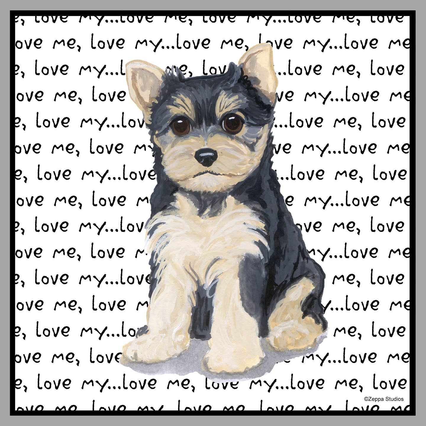 Yorkie Puppy Love Text - Women's V-Neck Long Sleeve T-Shirt