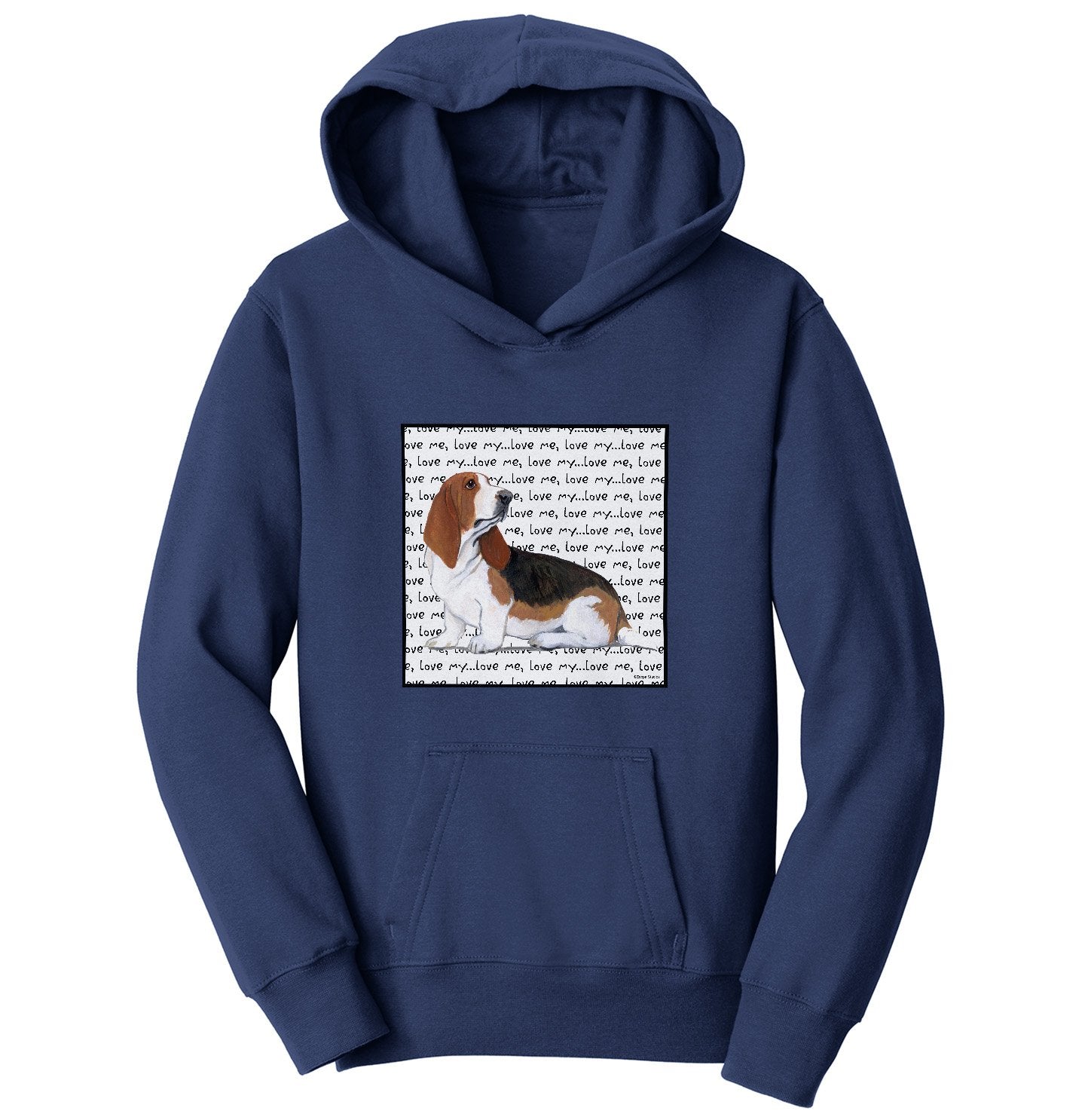 Basset Hound Love Text - Kids' Unisex Hoodie Sweatshirt | Zeppa Studios