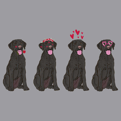 Black Lab Love Line Up - Women's V-Neck T-Shirt