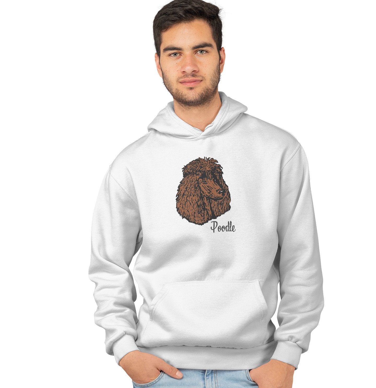 Animal Pride - Brown Poodle Headshot - Adult Unisex Hoodie Sweatshirt