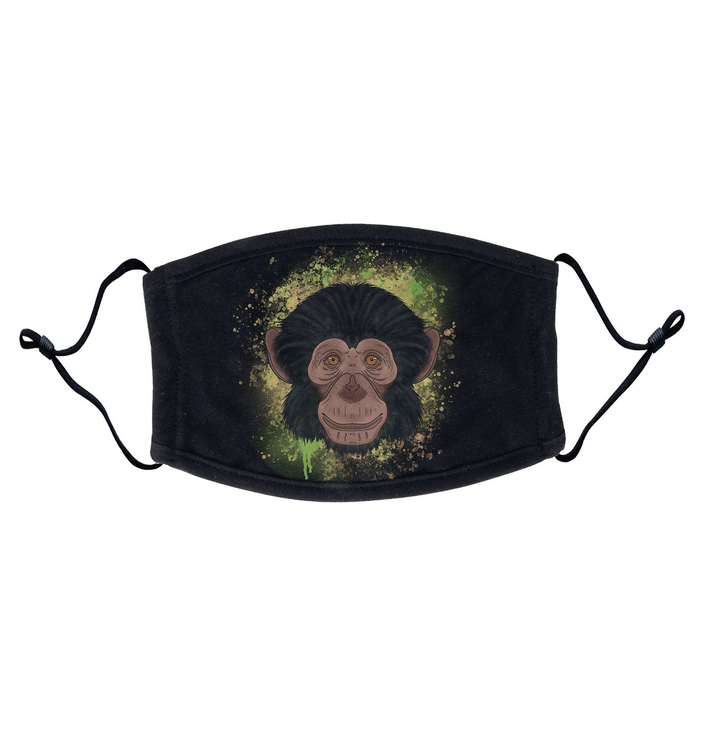 Chimp Green Illustration - Adult Adjustable Face Mask