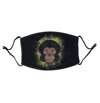 Chimp Green Illustration - Adult Adjustable Face Mask