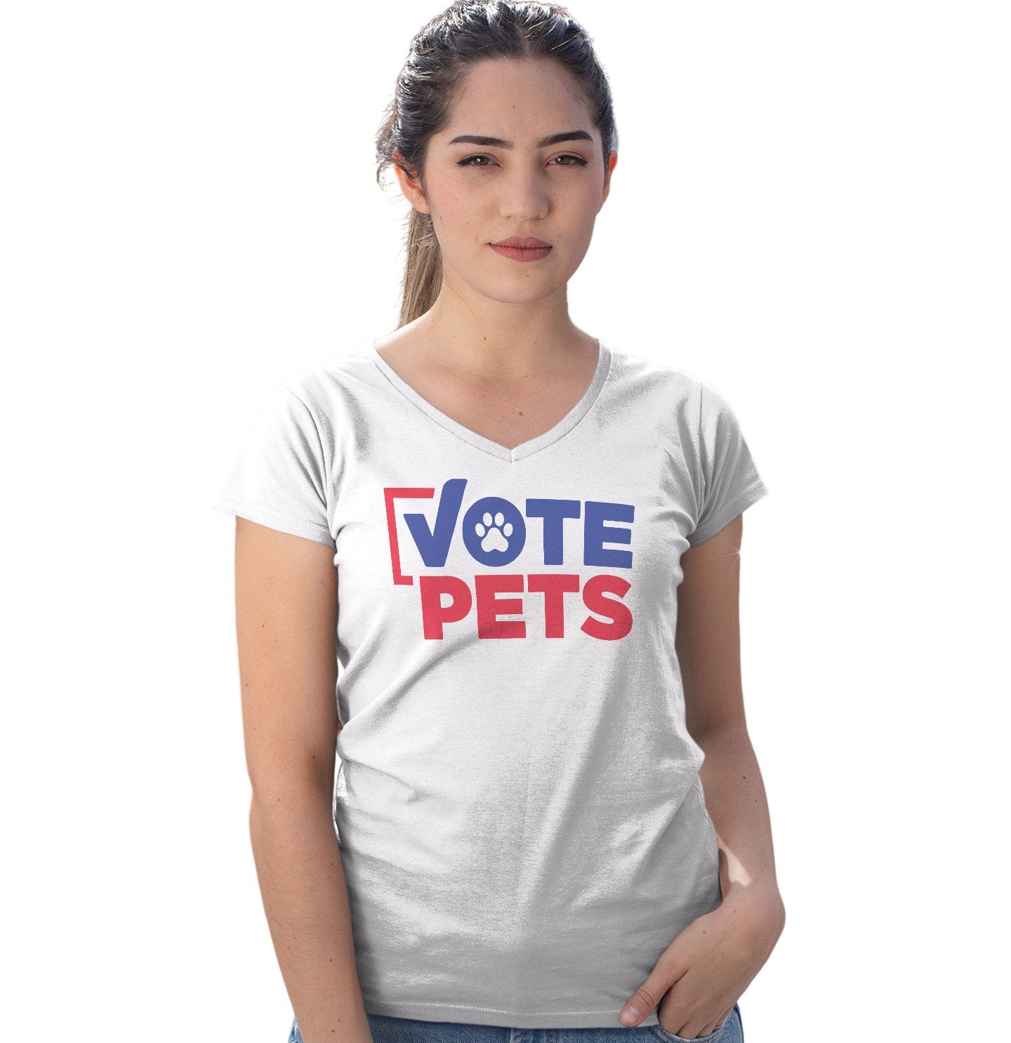 Vote Pets Stacked Logo - Women's V-Neck T-Shirt