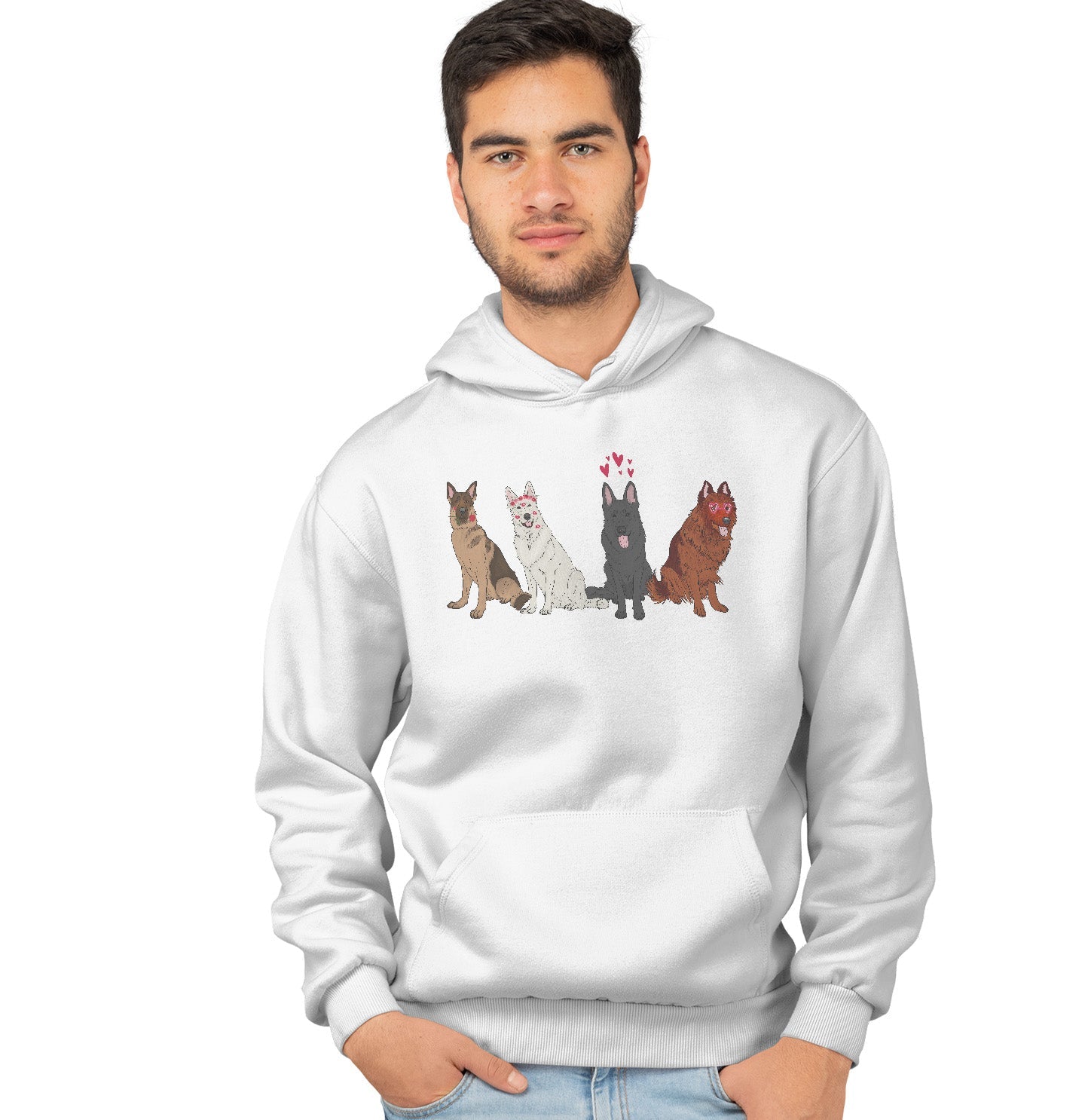 Animal Pride - German Shepherd Love Line Up - Adult Unisex Hoodie Sweatshirt