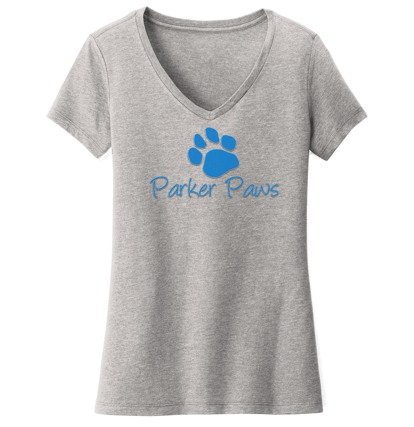 Parker Paws Blue Paw Print Logo - Women's V-Neck T-Shirt