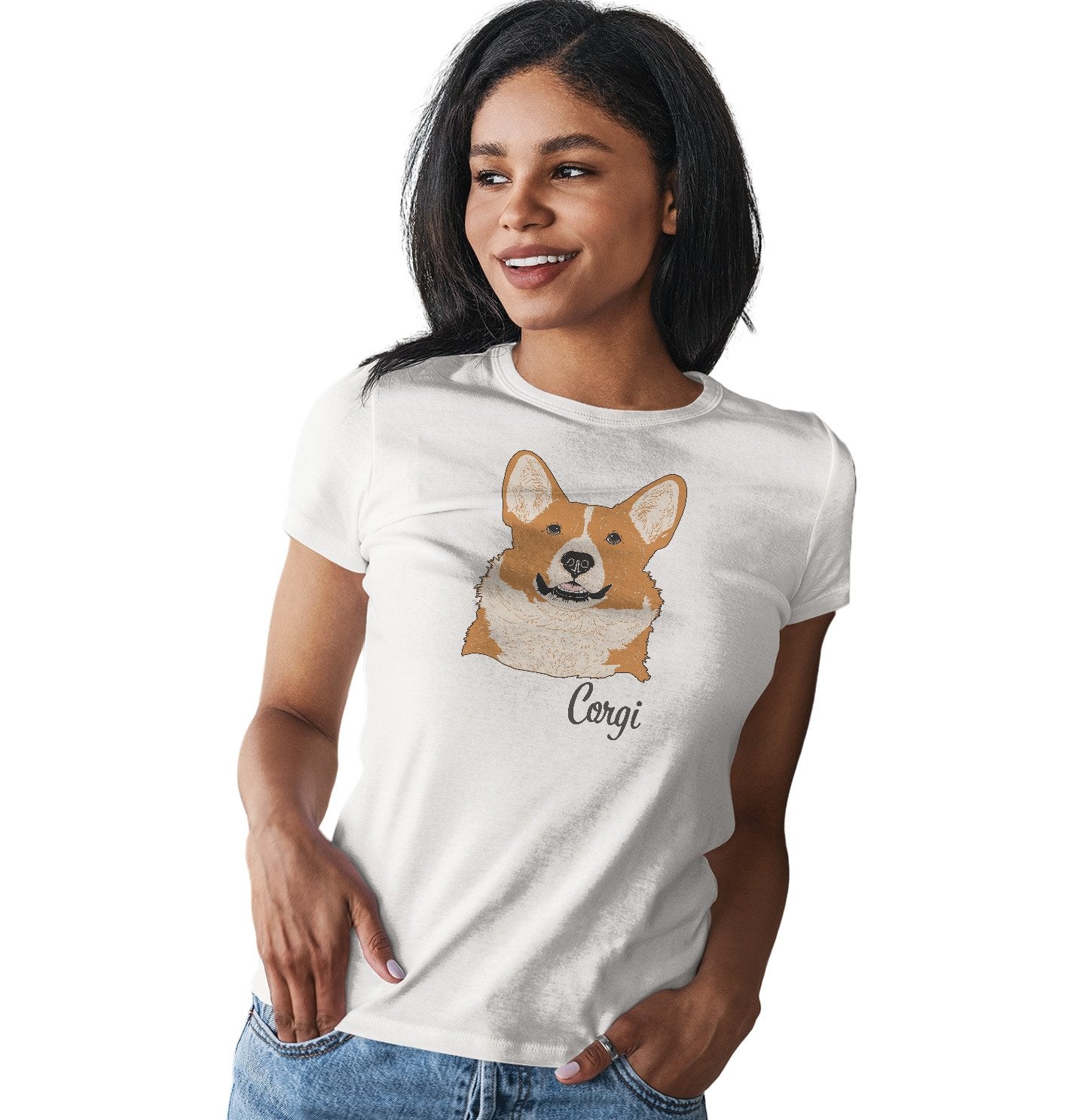 Corgi Headshot - Women's Fitted T-Shirt