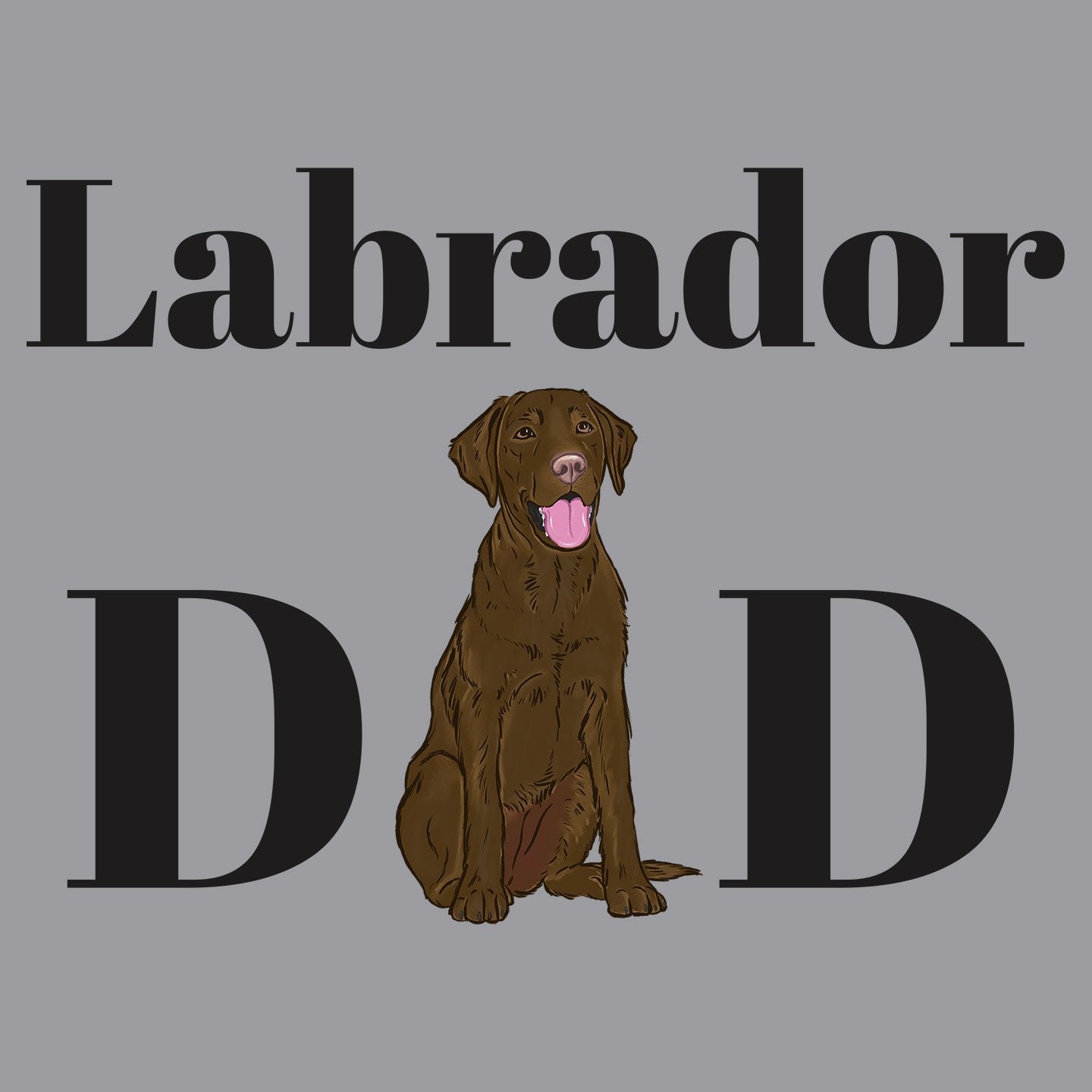 Chocolate Labrador Dad Illustration - Adult Unisex Long Sleeve T-Shirt