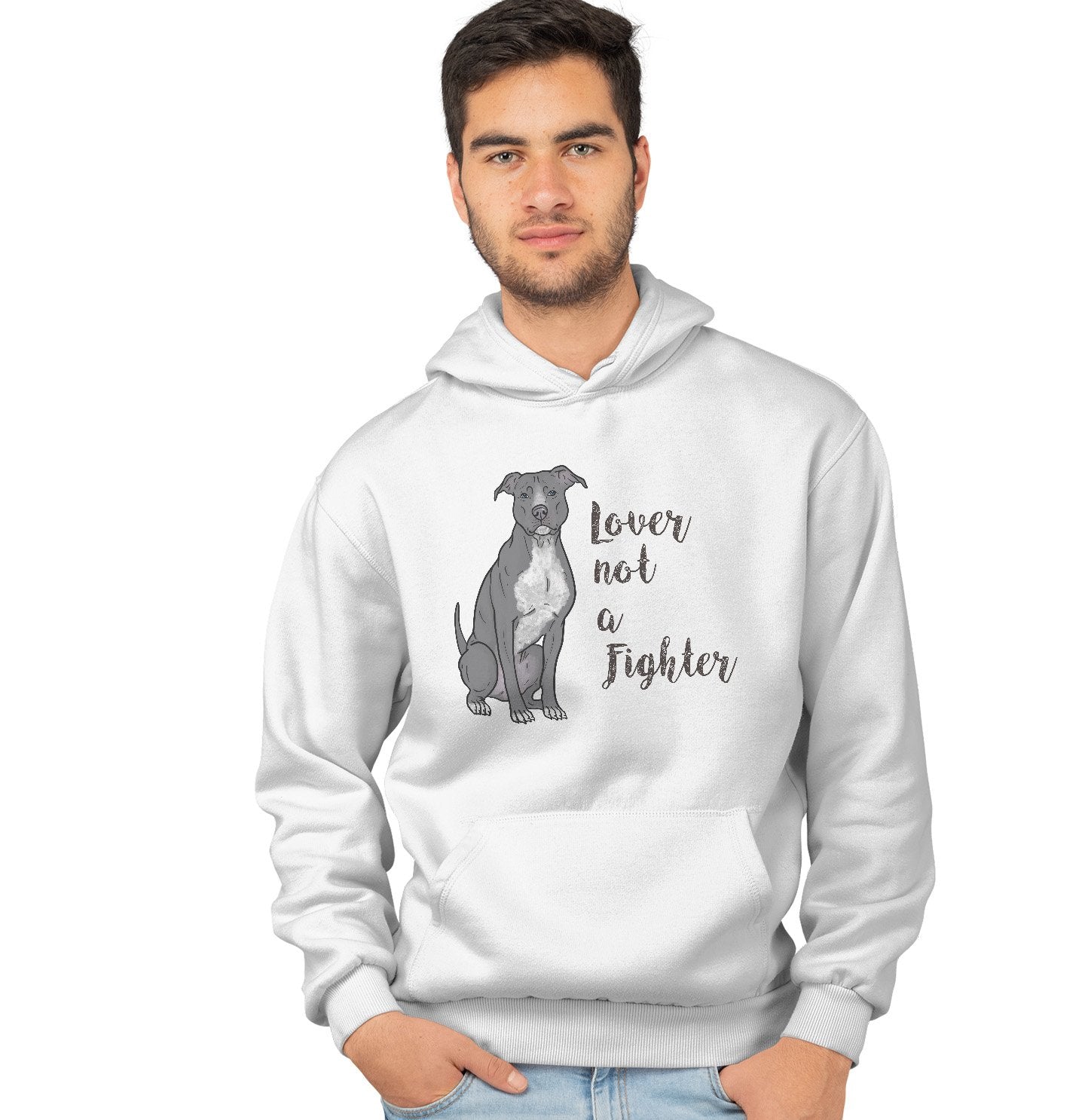 Animal Pride - Grey Pit Bull Lover Not Fighter - Adult Unisex Hoodie Sweatshirt