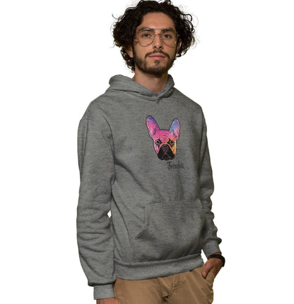 Colorful Frenchie Headshot - Adult Unisex Hoodie Sweatshirt