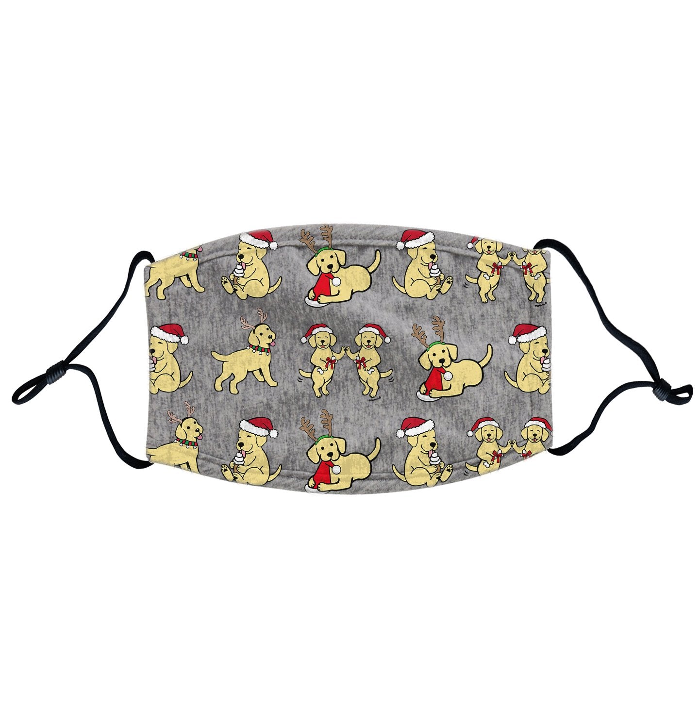 Christmas Yellow Lab Puppy Pattern - Adult Adjustable Face Mask