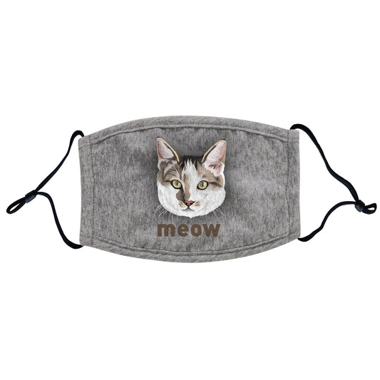 Animal Pride - Cat and Meow Text - Adult Adjustable Face Mask