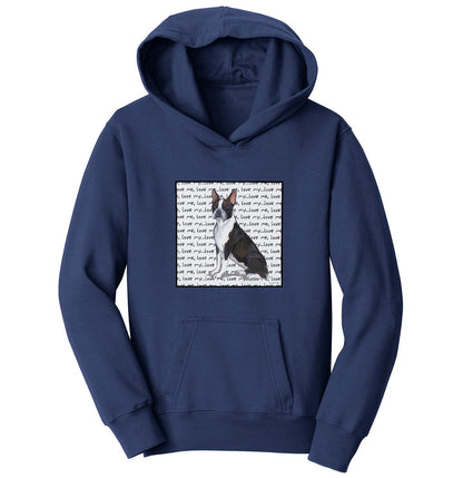 Boston Terrier Love Text - Kids' Unisex Hoodie Sweatshirt | Zeppa Studios