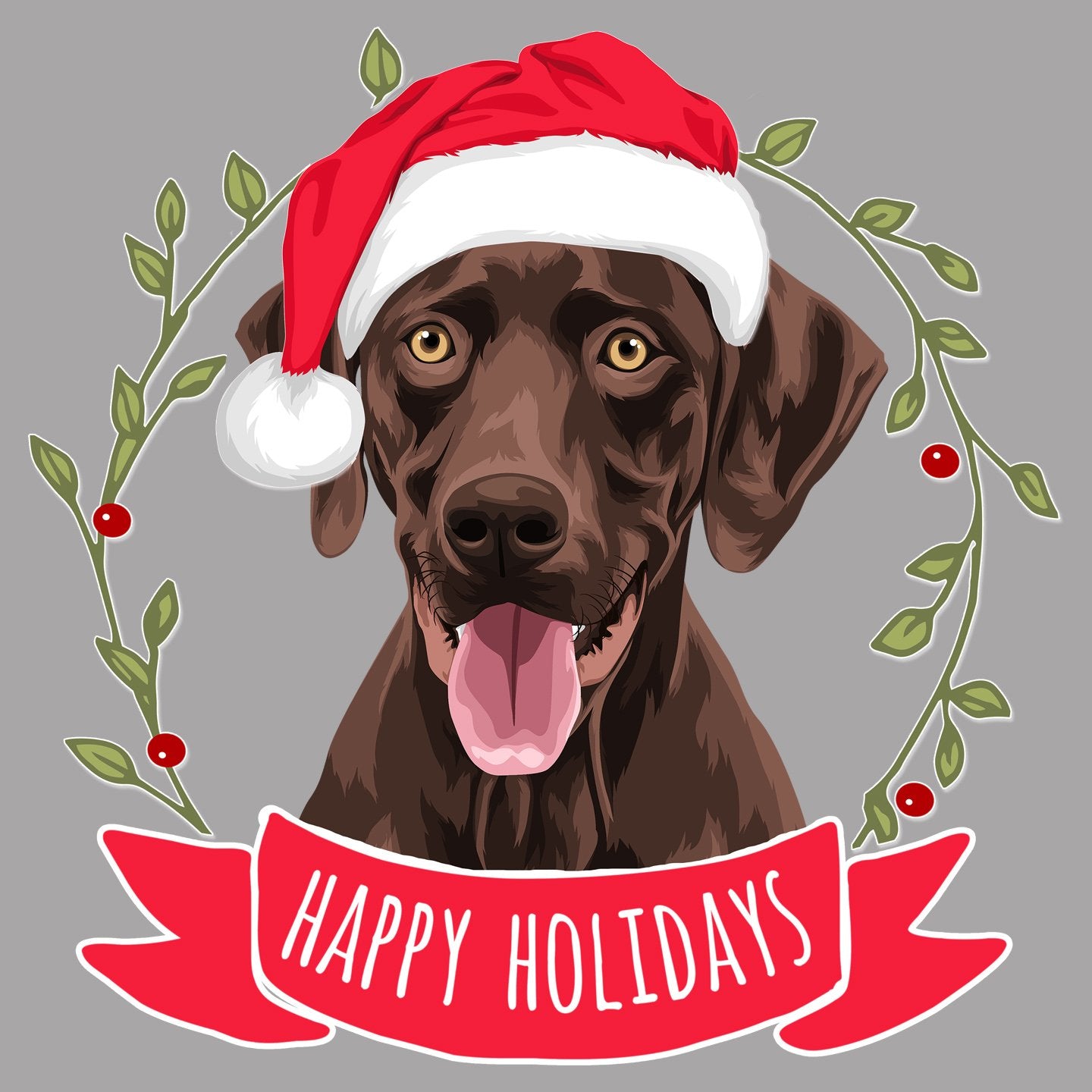 Happy Holidays Chocolate Lab - Women's V-Neck Long Sleeve T-Shirt