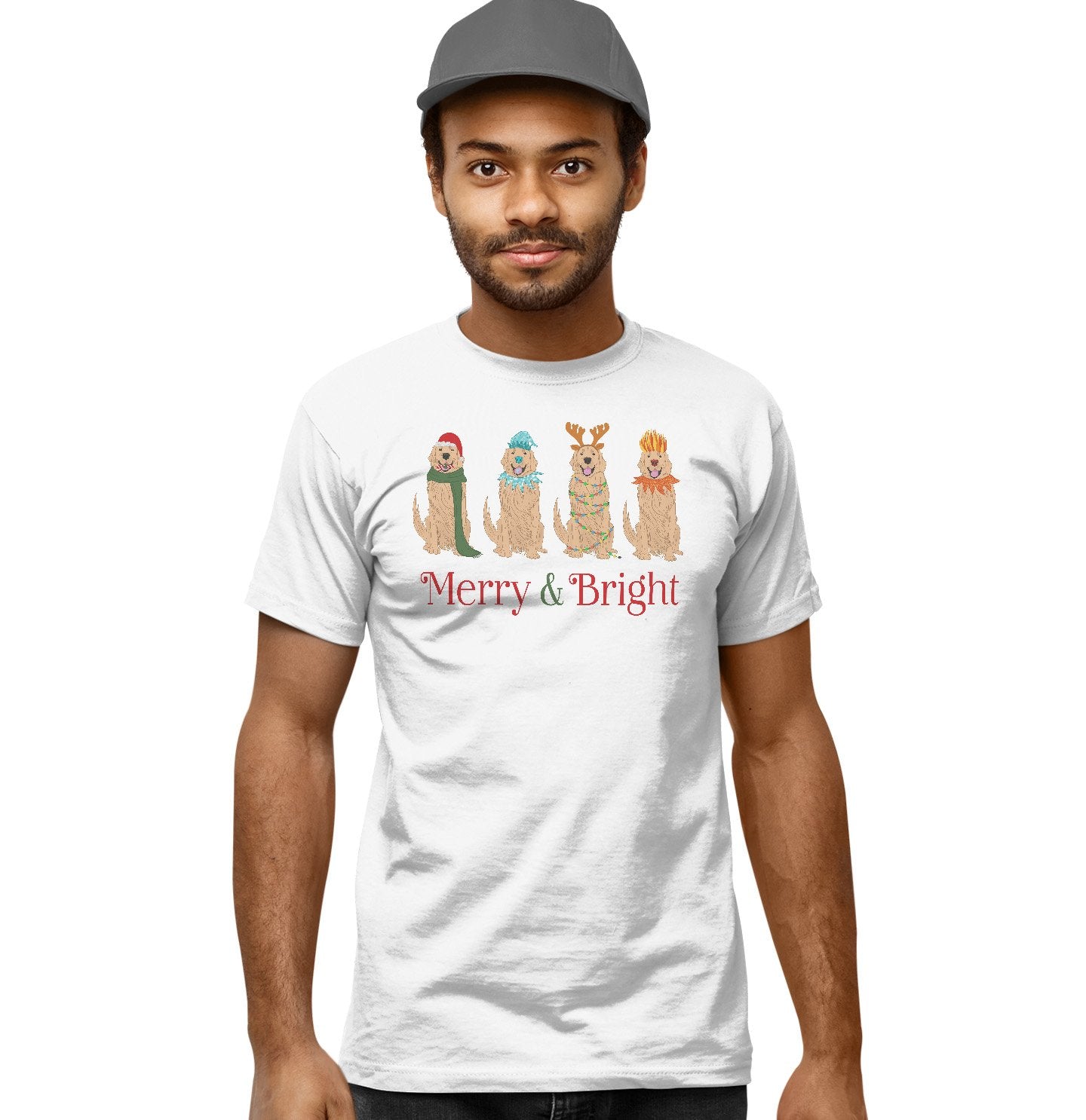 Golden Retriever Christmas Line Up - Adult Unisex T-Shirt