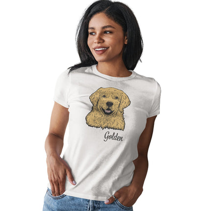 Golden Retriever Headshot - Women's Fitted T-Shirt