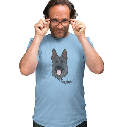 Black German Shepherd Headshot - Adult Unisex T-Shirt