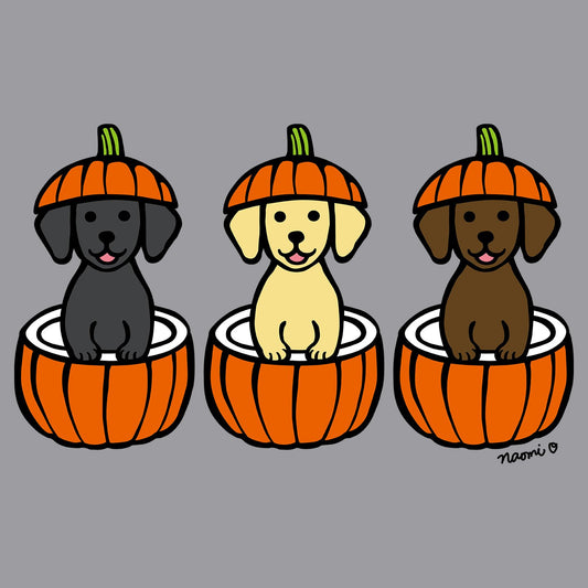 3 Pumpkin Lab Pups - Adult Adjustable Face Mask