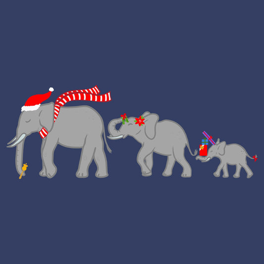 Christmas Elephant Family - Adult Unisex T-Shirt