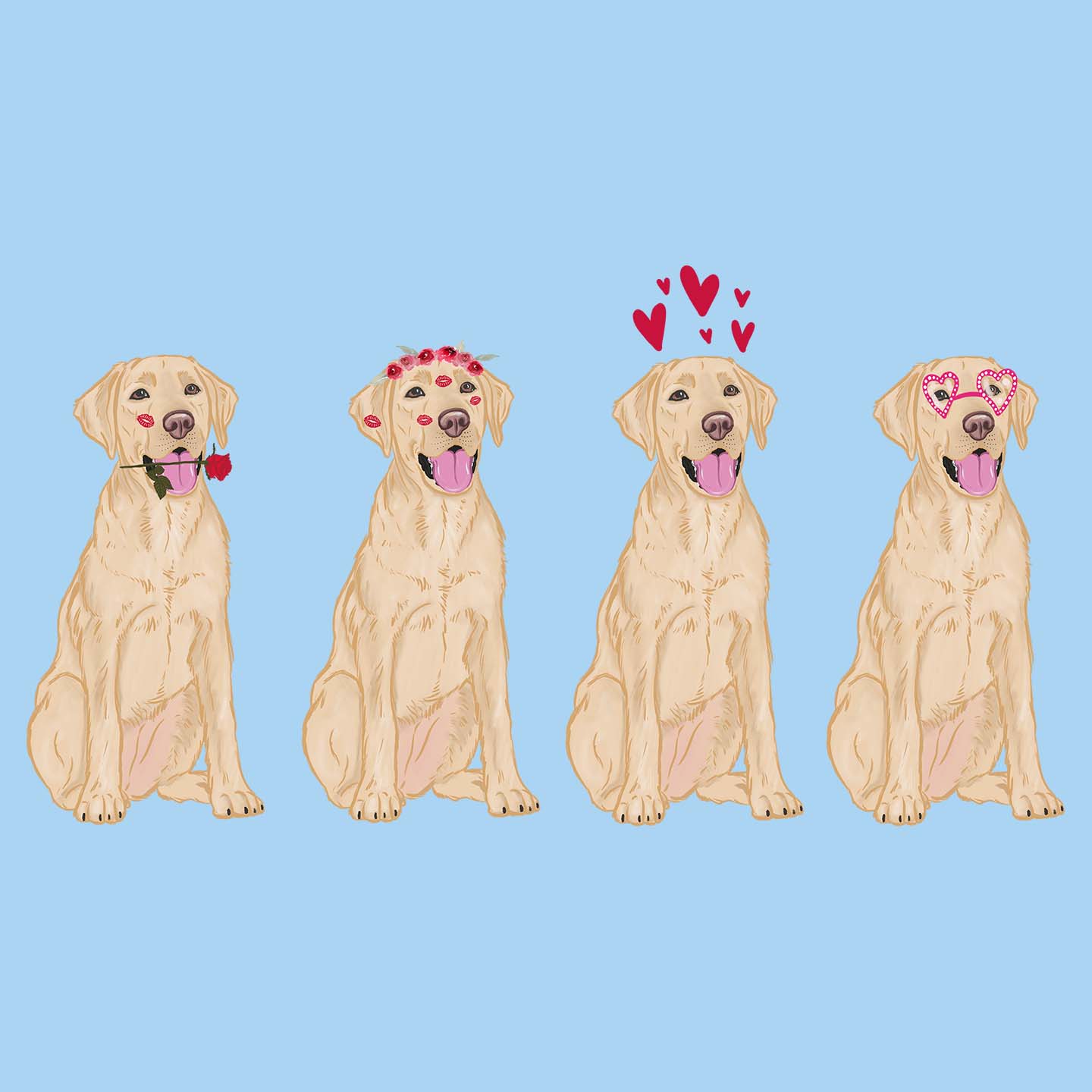 Yellow Lab Love Line Up - Kids' Unisex T-Shirt