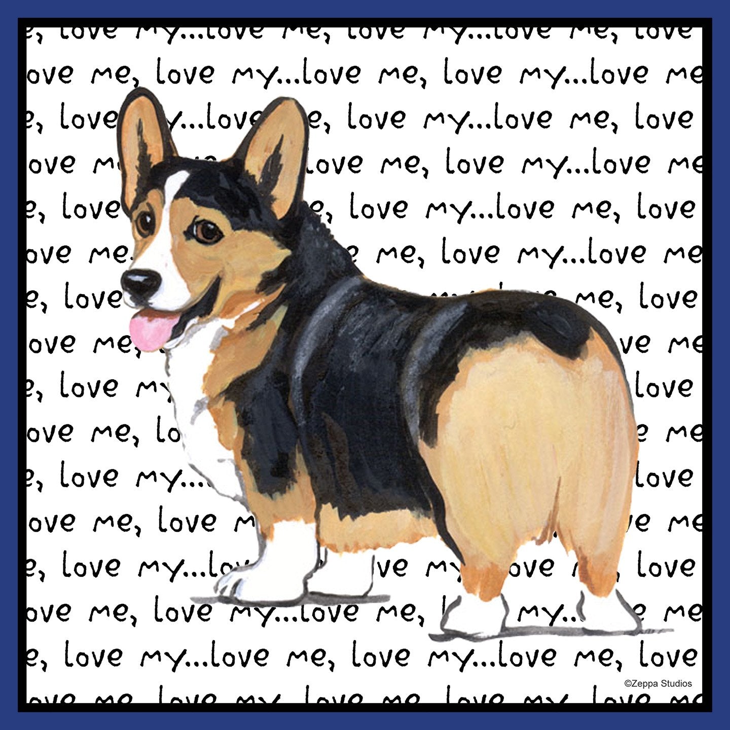 Tri Color Corgi Puppy Love Text - Women's Fitted T-Shirt