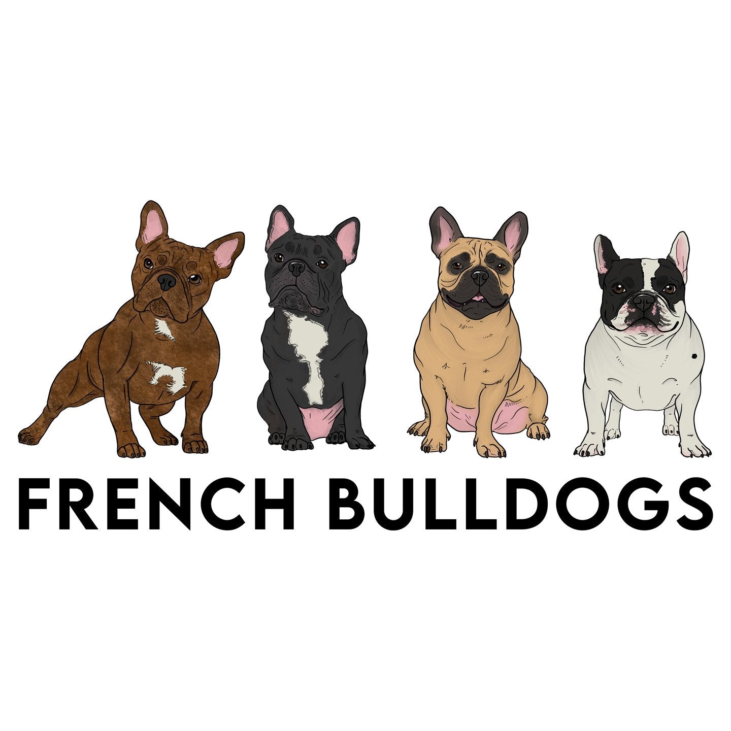 French Bulldogs Lineup - Adult Unisex Long Sleeve T-Shirt