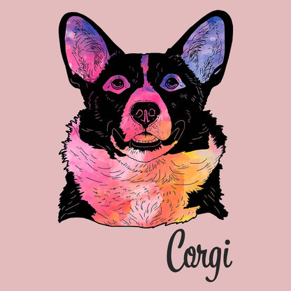Colorful Corgi Headshot - Women's Fitted T-Shirt