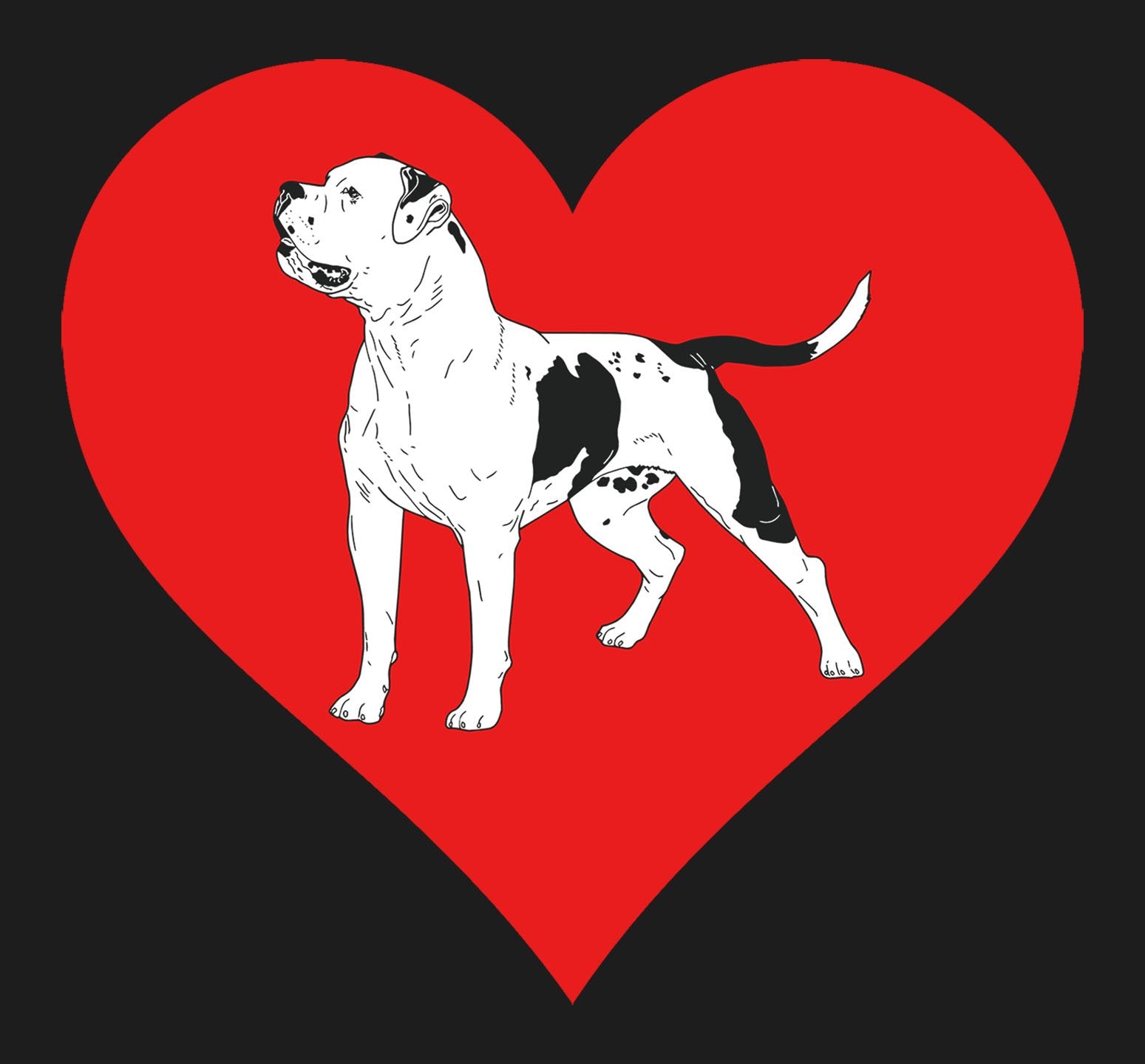 American Bulldog on Heart Left Chest - Women's Full-Zip Hoodie Sweatshirt