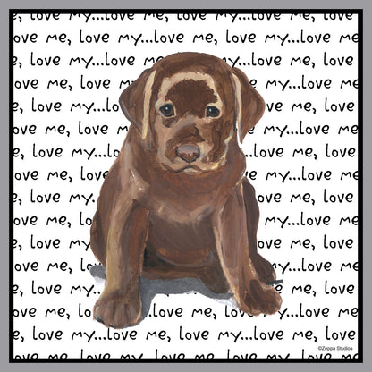 Chocolate Lab Puppy Love Text - Adult Unisex Hoodie Sweatshirt