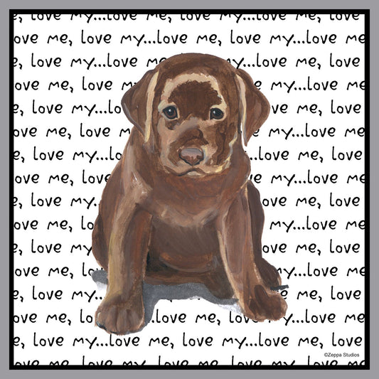 Chocolate Lab Puppy Love Text - Adult Unisex T-Shirt