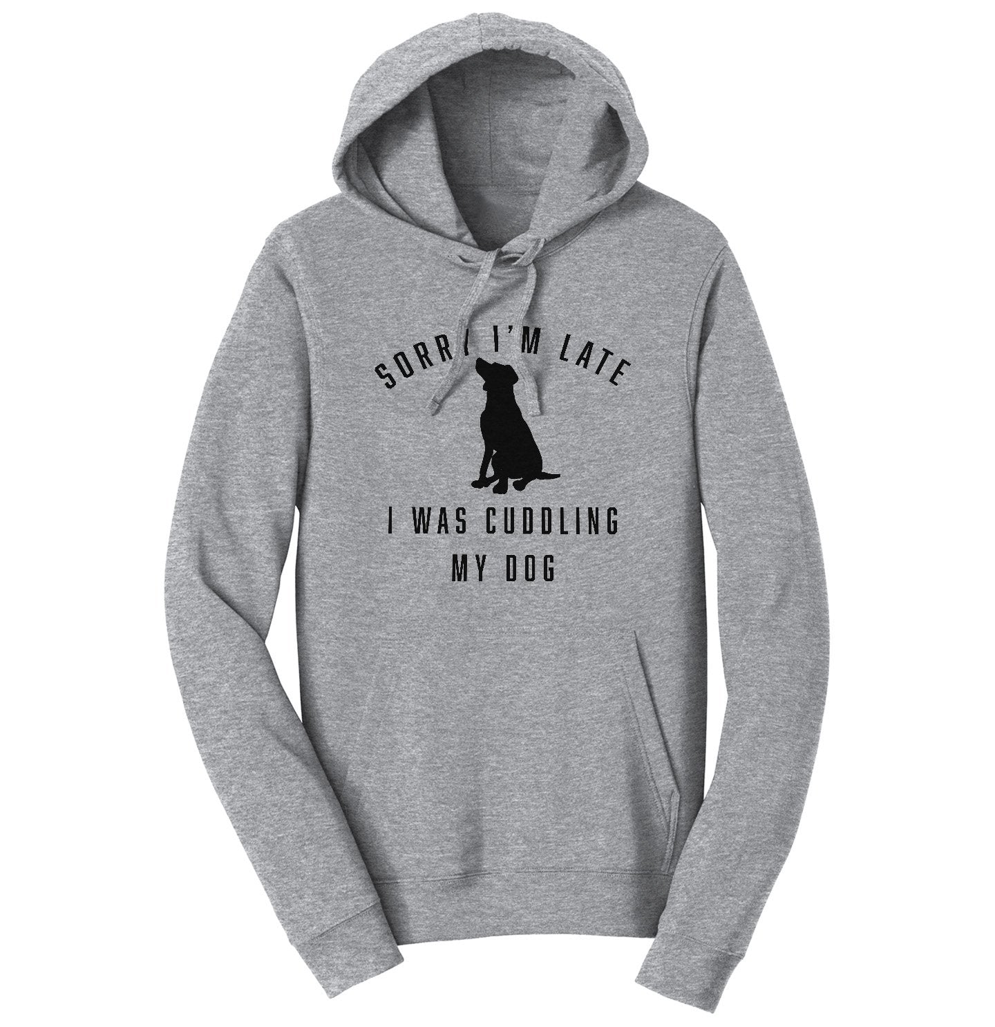 Animal Pride - Sorry I'm Late Dog Cuddling Labrador Silhouette - Adult Unisex Hoodie Sweatshirt