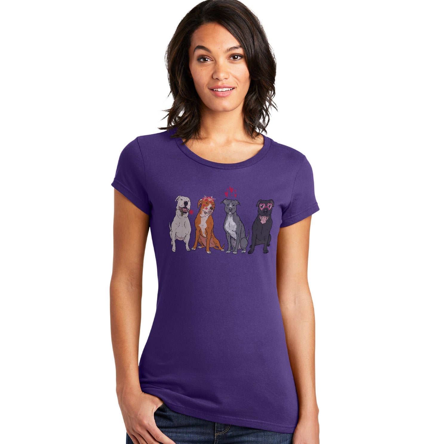 Animal Pride - Pit Bull Love Line Up - Women's Fitted T-Shirt