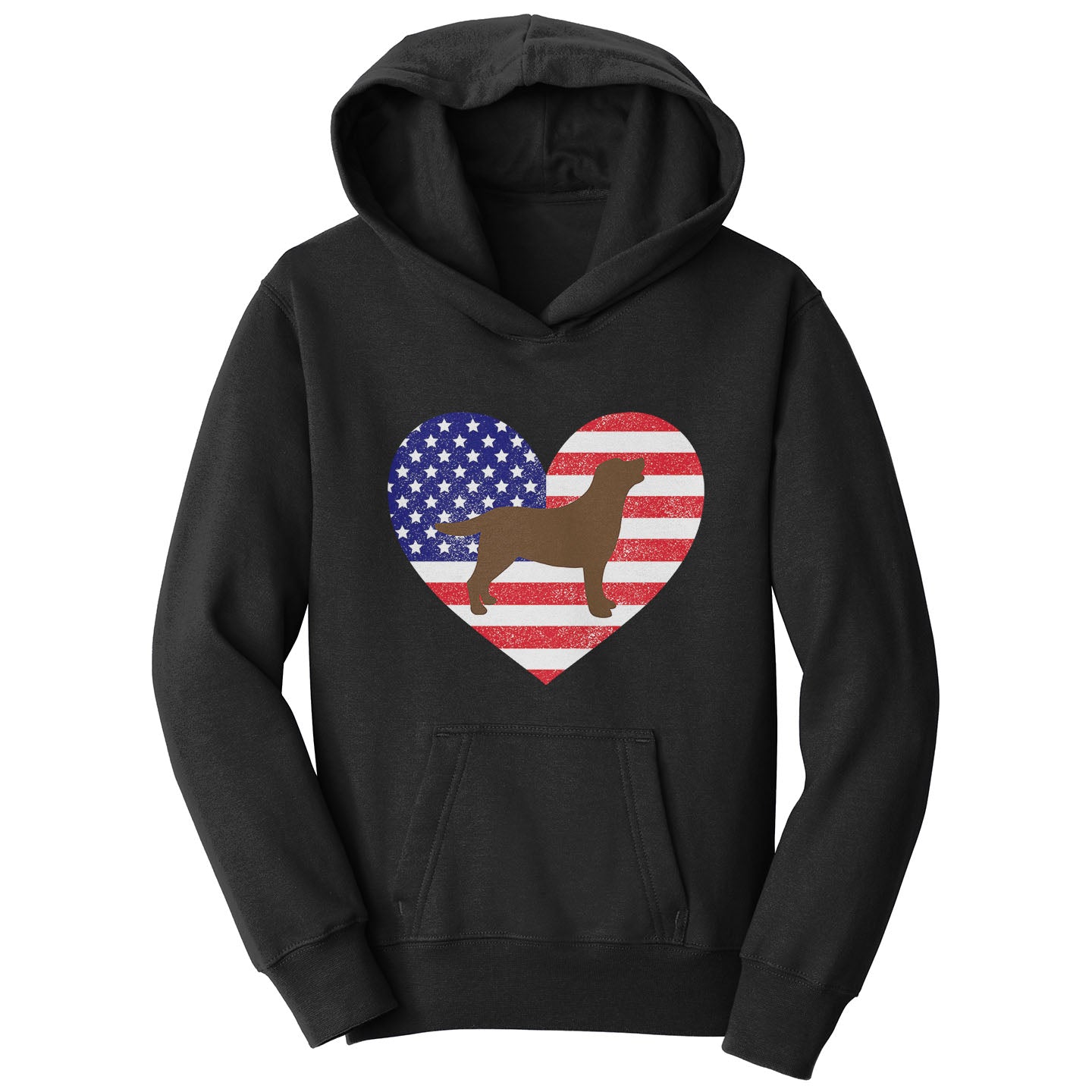 USA Flag Chocolate Lab Silhouette - Kids' Unisex Hoodie Sweatshirt