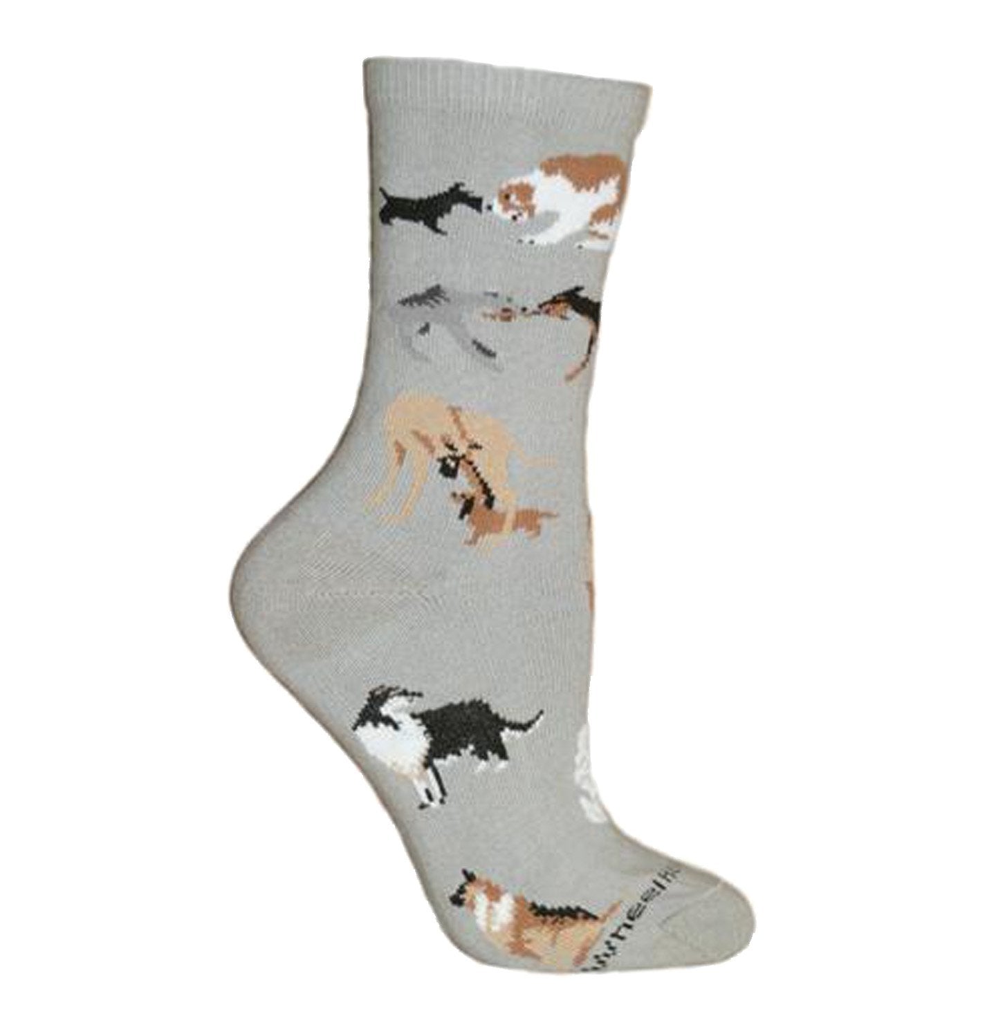 Animal Pride - Dogs All Over on Grey - Adult Cotton Crew Socks