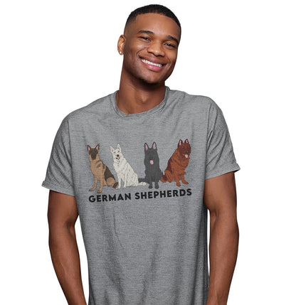 German Shepherd Lineup - Adult Unisex T-Shirt