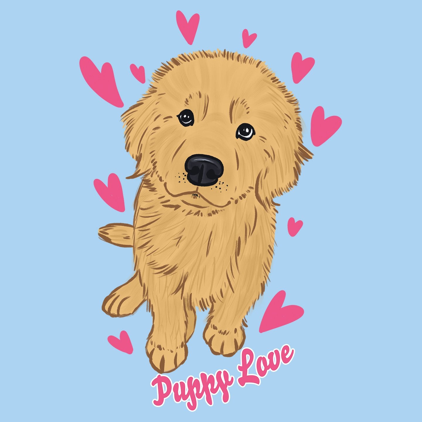 Golden Retriever Puppy Love - Adult Unisex T-Shirt