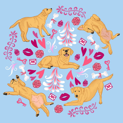 Yellow Labrador Pink Fleur Pattern - Kids' Unisex T-Shirt