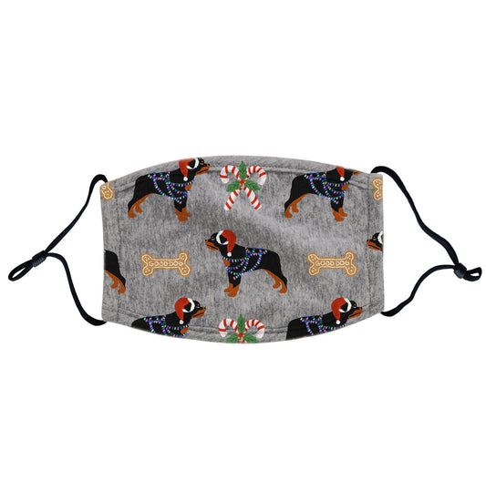 Christmas Rottweiler Pattern - Adult Adjustable Face Masks