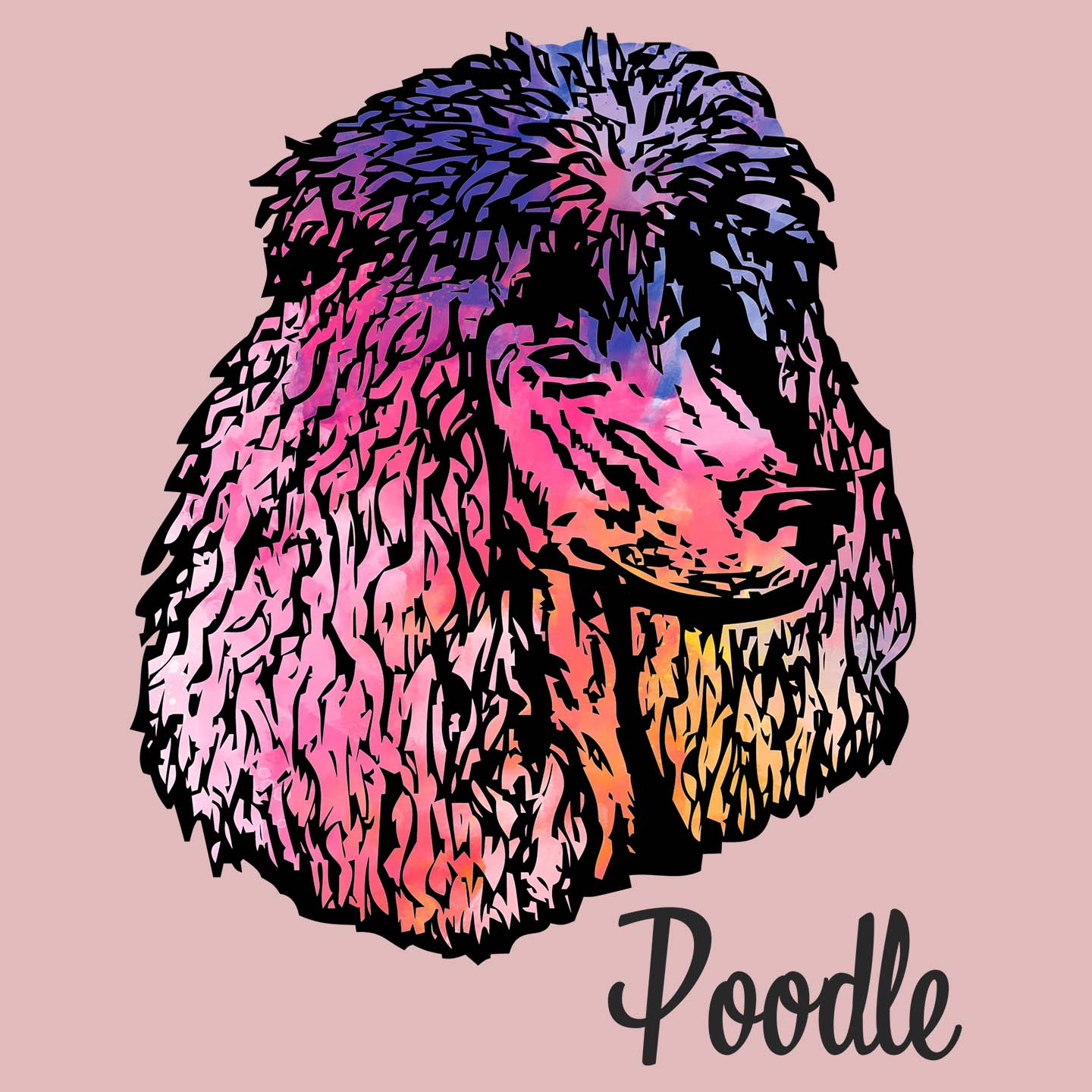 Colorful Poodle Headshot - Women's Fitted T-Shirt