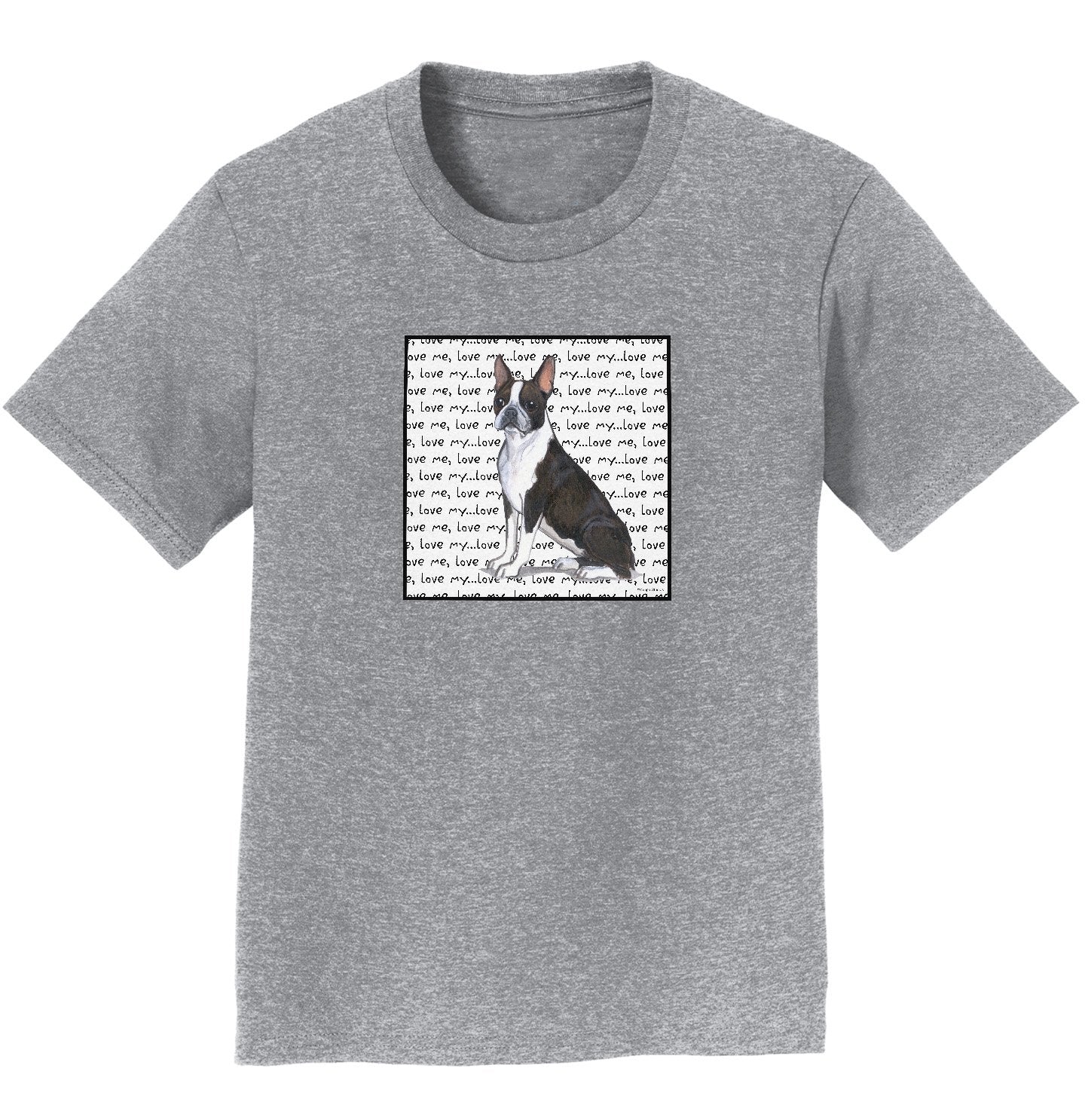 Boston Terrier Love Text - Kids' Unisex T-Shirt