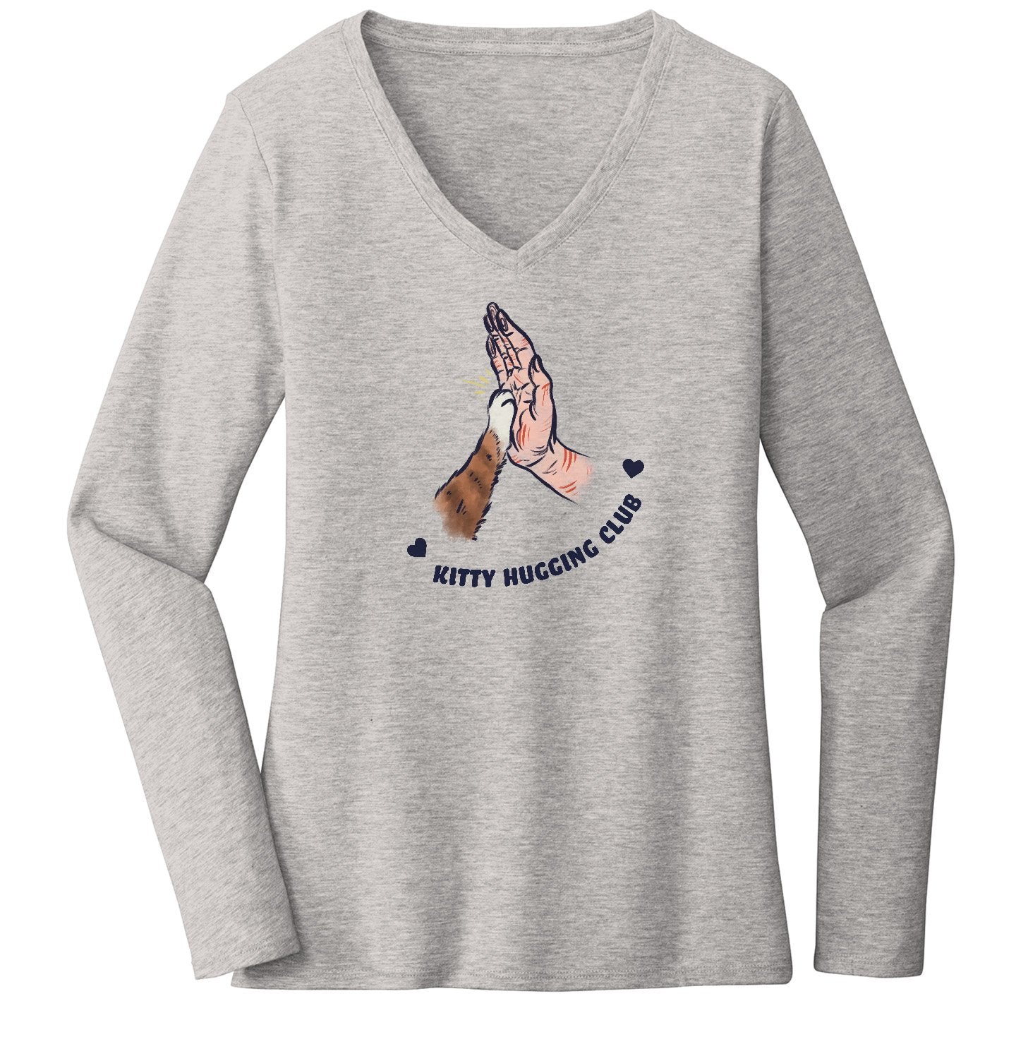 Kitty Hugging Club - Women's V-Neck Long Sleeve T-Shirt