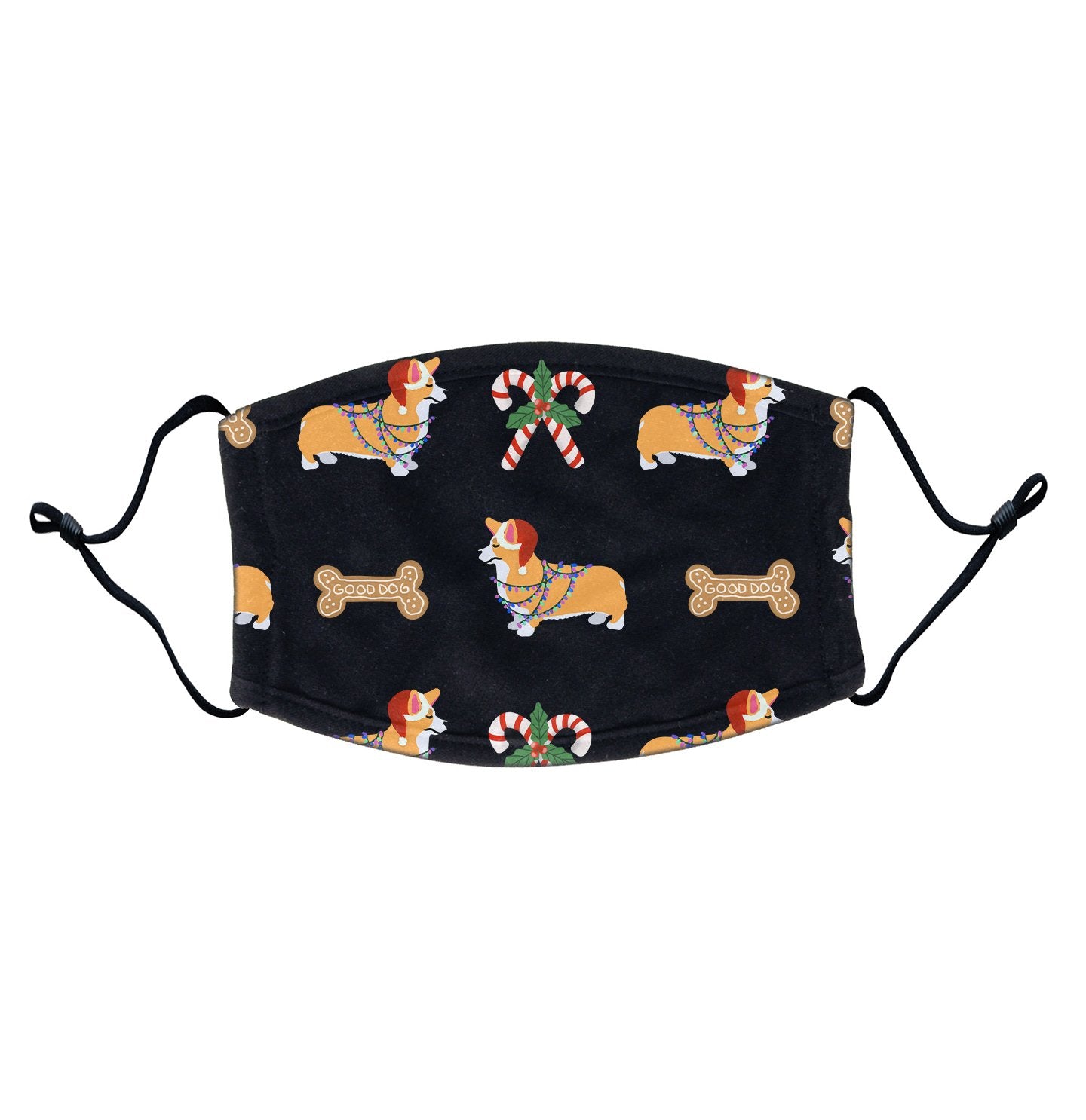 Christmas Corgi Pattern - Adult Adjustable Face Mask