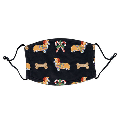 Christmas Corgi Pattern - Adult Adjustable Face Mask