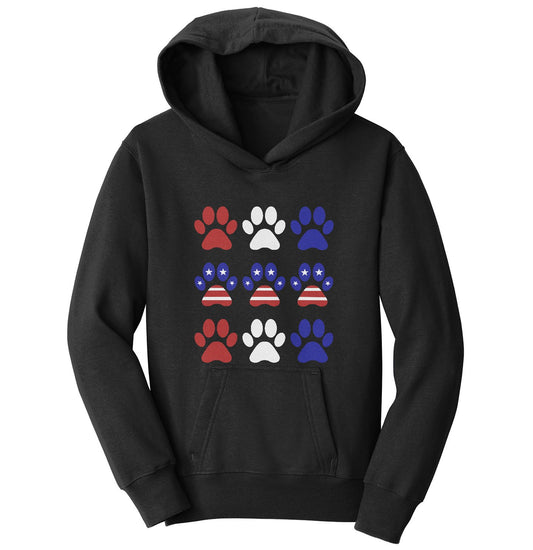 Patriotic Red White & Blue Dog Paws - Kids' Unisex Hoodie Sweatshirt