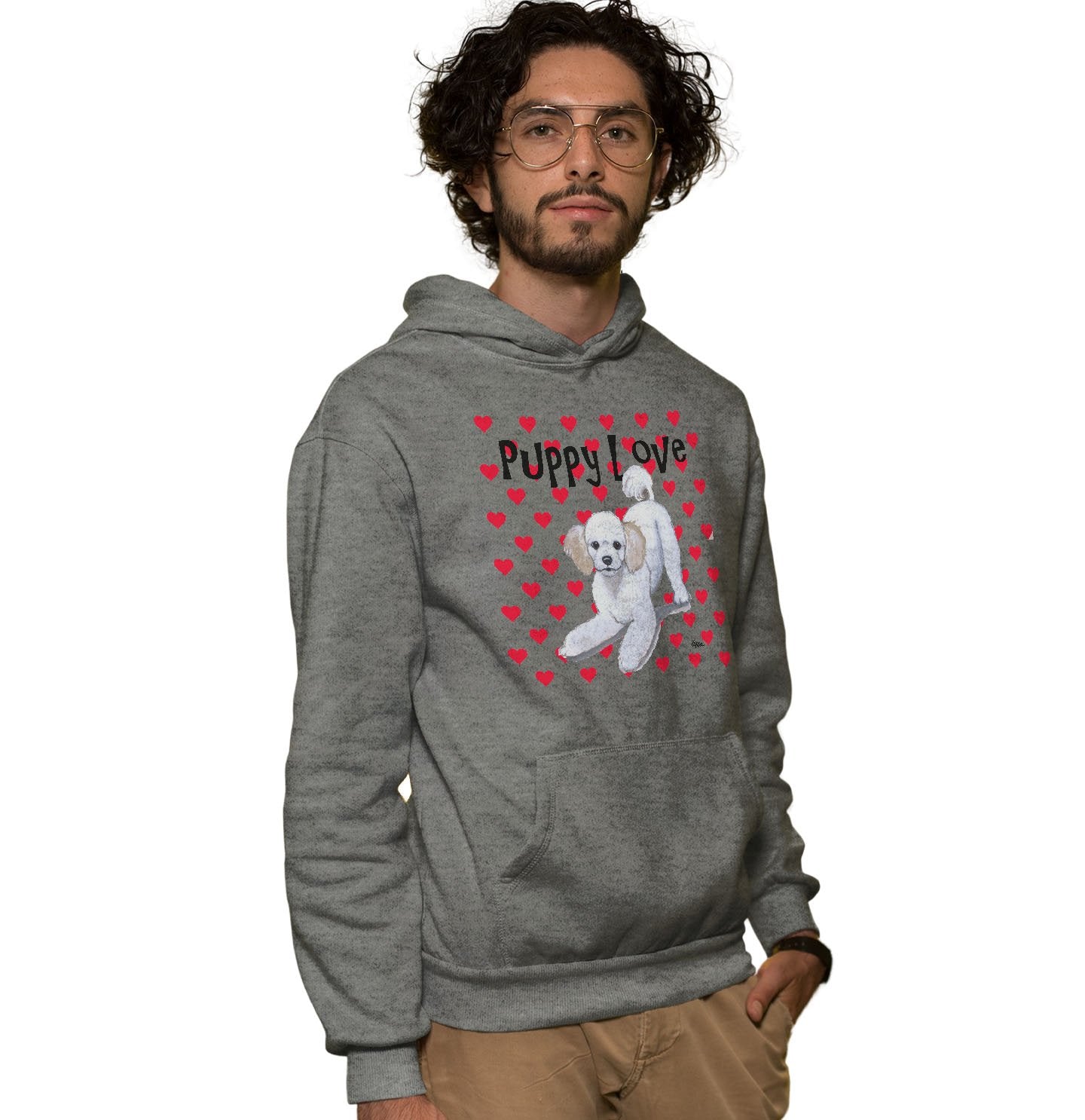 Animal Pride - Poodle Puppy Love - Adult Unisex Hoodie Sweatshirt