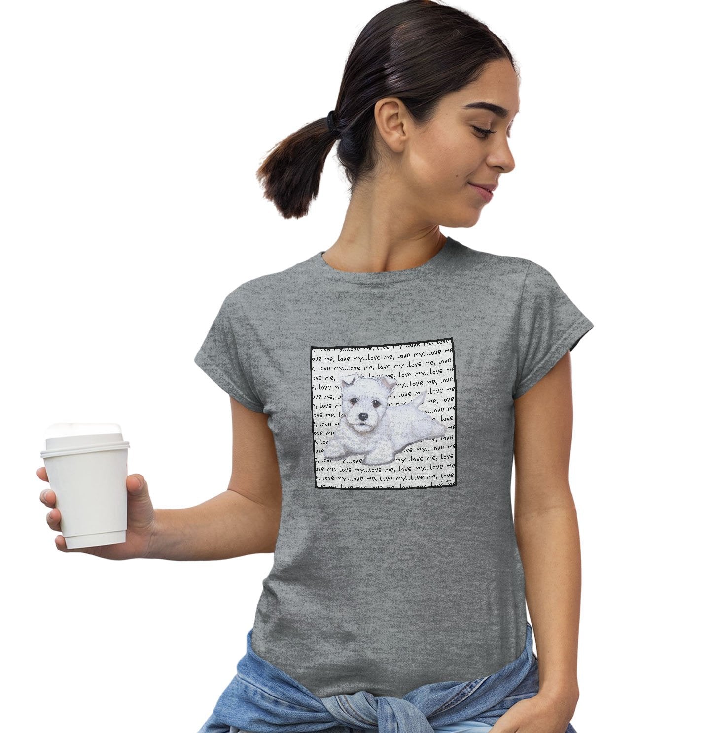 Westie Puppy Love Text - Women's Fitted T-Shirt